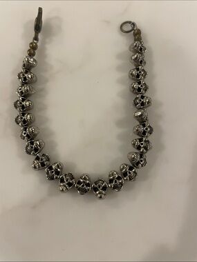 Silver Skull Bead Bracelet - Silver